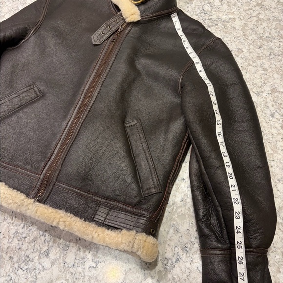 Brown Shearling B3 Bomber Aviator Jacket - Picture 5 of 15